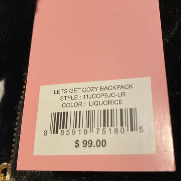BNWT JUICY COUTURE Let\'s Get Cozy Backpack Black Furry Winter Backpack main image 6